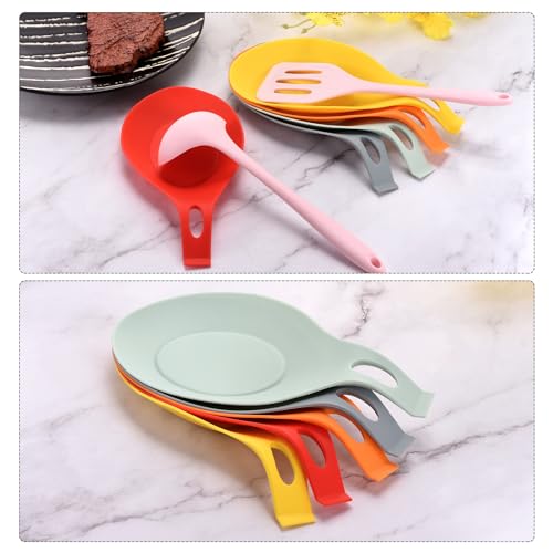 uxcell Silicone Spoon Rest, 7.68" x 3.74" Heat Resistant Kitchen Utensil Holder Spatula Ladle Rest for Counter Stove Top, Black 16Pcs 16