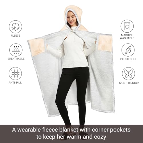 Vprintes Gifts for Her - Sherpa Fleece Wearable Blanket Hoodie -Gifts for Wife from Husband Trophy Wife