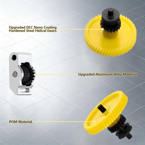 Hardened Steel Extruder Gear Kit for P2S, 3D Printer DLC Nano Coating Hardened Steel Extruder Dual Gear Aluminum Handle and POM Gear Kit for P2S Combo