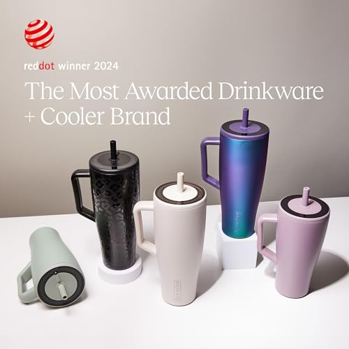 BrüMate Era 30 oz Tumbler with Handle and Straw | 100% Leakproof Insulated Tumbler with Lid and Flexible SoftSip Straw | Made of Stainless Steel | Cup Holder Friendly Base | 30oz (Star Burst)