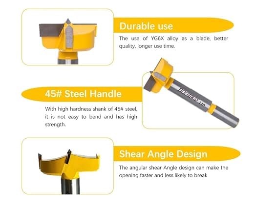 Forstner Drill Bit (3-1/4'' | 82.6mm) with YG6X Carbide, Suitable for fine Woodworking, Cabinet Making, etc 3-1/4'' | 82.6mm