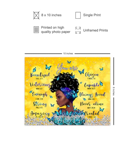 inspiring Christian Art for African Americans - Religious Wall Art & Decor - Christian Gifts for Black women - I Am - God Says Bible Verse Inspirational quote - Scripture Wall Artwork, spiritual Decor
