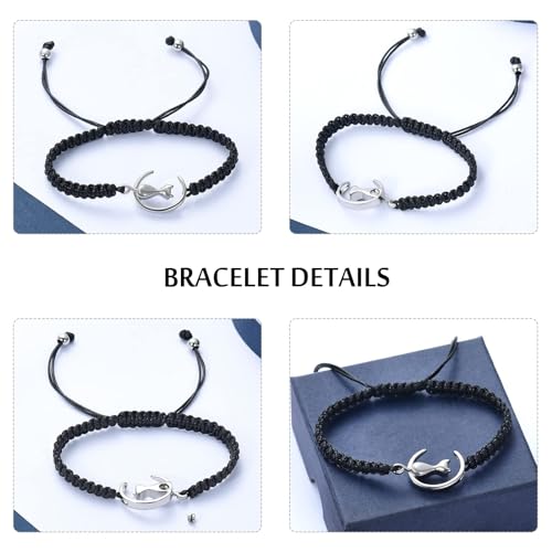 Cat Urn Bracelet for Pet Ashes Handmade Braided Rope Adjustable Bangle Stainless Steel Urn Bangle Memorial Jewelry silver