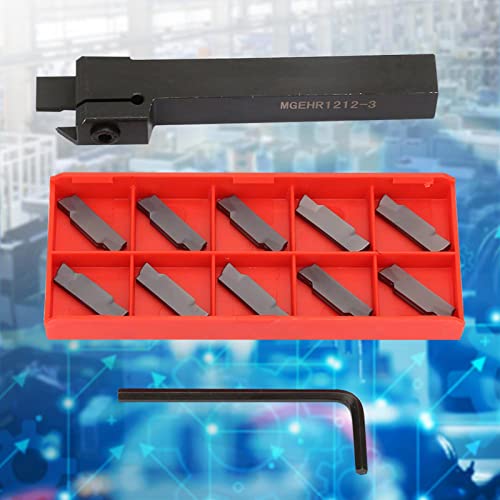 Dioche Parting Tool Metal Lathe, MGEHR1212-3 Lathe Parting Tool, Lathe Cut Off Grooving Parting Tool Holder with 10pcs Inserts