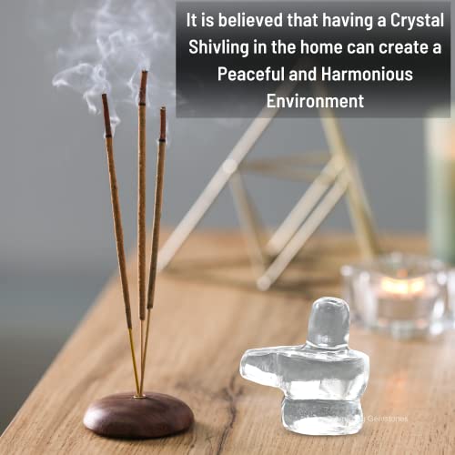 Amazing Gemstone Shiva Lingam Stone Clear Quartz Crystal - Shivling for Pooja, Home Office Room Decor Made of Healing Crystals and Healing Stones - Adiyogi Shiva Lingams