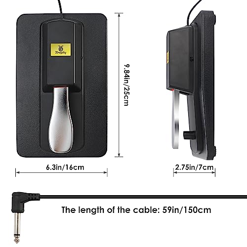 Sustain Pedal Universal Foot Controller Switch, 6.35mm 1/4" Jack Damper Pedal For Keyboards Digital Pianos MIDI Synthesizers Electronic Organ Tone Modules Drum Machines (Black) Black