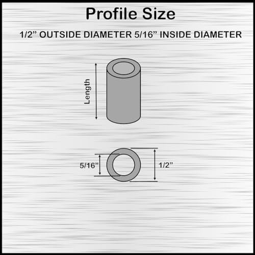 Black aluminum round spacer, 1/2 inch OD x 5/16 inch ID x 1 inch length, unthreaded, 10-pack, Metal Spacers Online