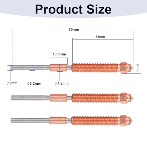 3pcs 0.4mm Combination Nozzle Kit for Creality K2 Plus, Upgraded K2 Plus Unicorn Accessories Nozzle Replacement Kit with Titanium Alloy Copper Alloy Hardened Steel for Creality Hi Printer