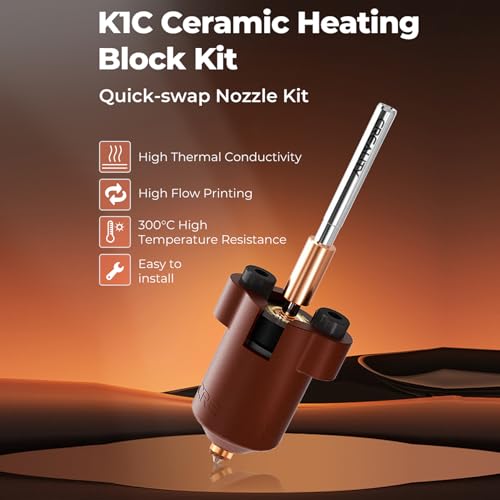 Ceramic Heating Block Kit (Terminal with Buckle) for Creality K1C, 3D Printer, Hot End, High Temperature, High Speed, All-Metal Sch-nellwechsel Nozzles Kit for K1C