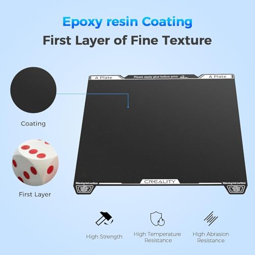 Creality K1 Max Epoxy Resin Build Plate, 315×310mm K2 Pro Spring Steel Bed Plate, Wear Resistance Flexible Print Platform for Creality Ender 3 V3 Plus 3D Printer, Excellent Adhesion, High Flatness Epoxy resin single-sided K1 Max/K2 Pro/Ender-3 V3 Plus