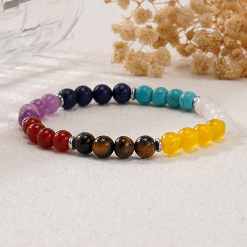 Inspirational Gifts for Women,7 chakra Bracelet,Natural Stone Healing Bracelet Stress Relief Anxiety Jewelry Gifts Friendship Family Four