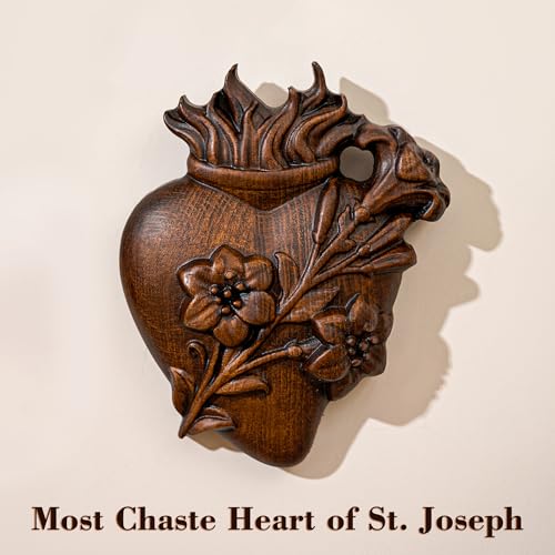 Wooden Three Sacred Hearts Wall Decor Holy Family Heart-4 Inch Retro 4 Inch