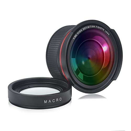 58MM 0.35x Fisheye Wide Angle Lens for Canon DSLR Cameras EOS Rebel 70D 77D 80D 90D T8i T7 T7i T6i T6s T6 T5i T5 T4i T3i T100 SL1 SL2 SL3 58MM