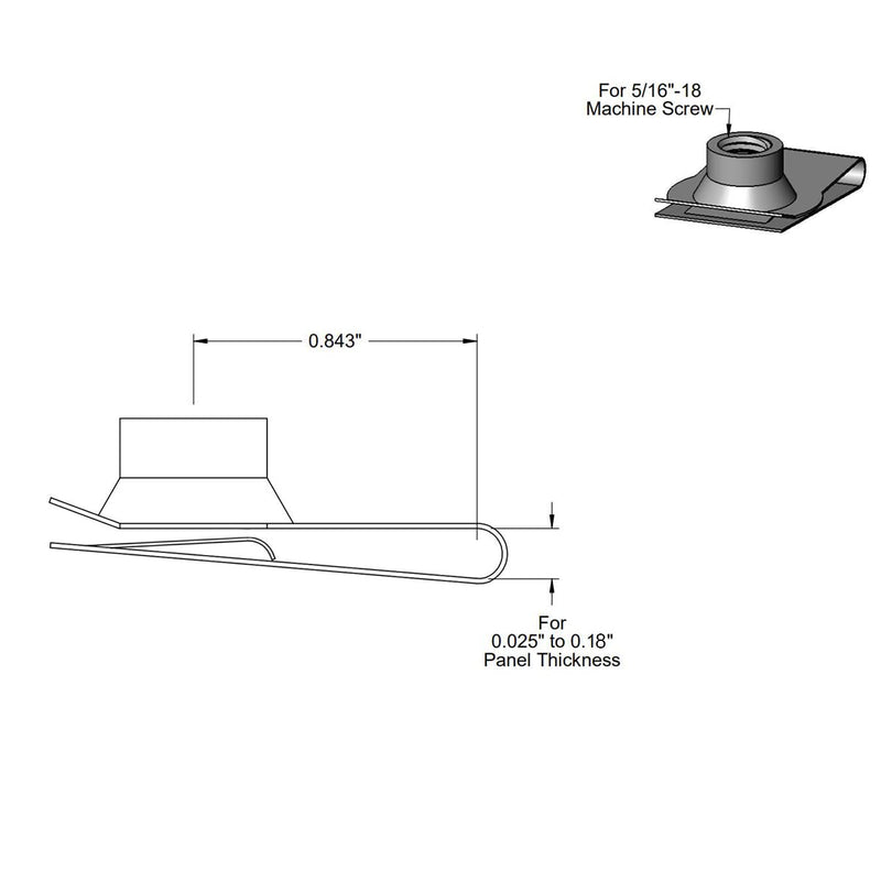 [Australia - AusPower] - 5/16"-18 Long Stainless Steel U -Style Clip-On Nut,U-Type Fasteners (Pack of 20) 