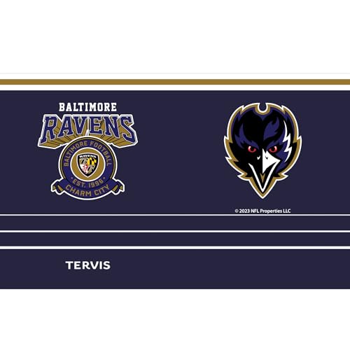 Tervis Traveler NFL Baltimore Ravens - Vintage Triple Insulated Tumbler Travel Cup Keeps Drinks Cold & Hot, 20oz, Stainless Steel