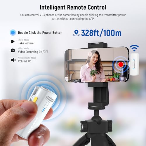 NEEWER Wireless Lavalier Microphone System for iPhone, Mini Clip on Lapel Mic Set with 2 USB C Transmitters/4 Receivers/OTG Adapter Compatible with iPhone Android Phone Computer Tablet, White, KM20 White KM20