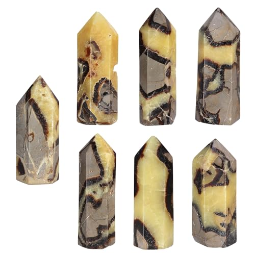 TUMBEELLUWA 90-110 mm Natural Septarian Dragon Stone Crystal Obelisk Tower Multicolor Height 3.54-4.33 Inch