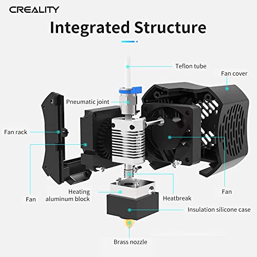 Creality Official Ender 3 V2 Full Hotend Kit, 3D Printer Assembled Extruder Kit with Capricorn Bowden PTFE Tubing, Dual Fans, Silicone Sock, Nozzle and ABS Shell for Ender 3 V2 3D Printer