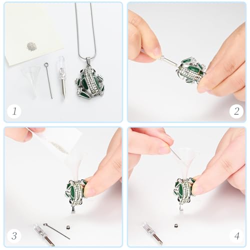 Frog Urn Necklace for Ashes Animals Cremation Jewelry Stainlee Steel Memorial Necklaces Keepsake Jewelry Ashe Holder Pendant for Human Ashes with Filling Kits Green