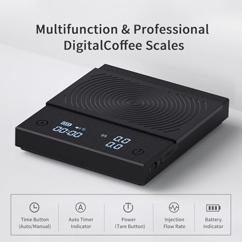 TIMEMORE Black Mirror Basic 2 Coffee Scale, Pour-Over Drip Scale with Water Flow Rate and Timer Function, Free Switching of Ounce/kg Units, Digital Scale for Kitchen/Baking/Cooking Basic 2.0 Black