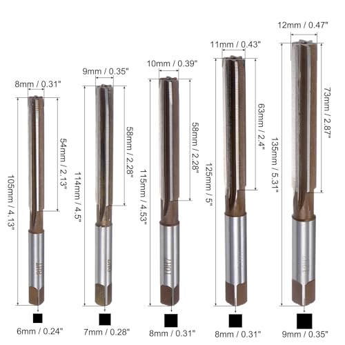 Quartzman Hand Reamer Set Metric Reamer 3-12 mm H7 10-Piece | Reamer Drill Alloy Steel Steel Cutting Tool