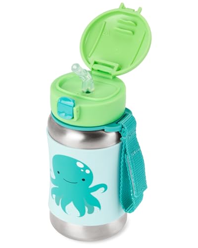 Skip Hop Toddler Sippy Cup with Straw, Zoo Stainless Steel Straw Bottle, Octopus