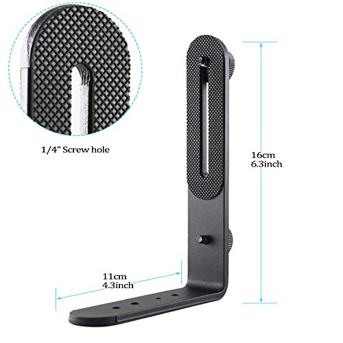 EXMAX® Metal Aluminum Alloy L-Shape Camera Flash Bracket Flashlight Camera Holder Mount Quick Flip DSLR SLR
