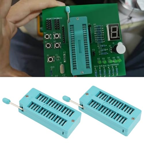 Pack of 4 28 Pin IC Test ZIF Socket 2.54 mm Pitch DIP Board Socket IC Socket for Integrated Circuits for Microcontroller Chip Breadboard Program ICs