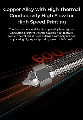6PCS Official K1 Nozzle Kit Plated Copper/Hardened Steel Extruder Nozzles 0.4mm, 0.6mm, 0.8mm High Flow High Temperature Resistance for K1 / K1 Max/CR M4 3D Printer Accessories