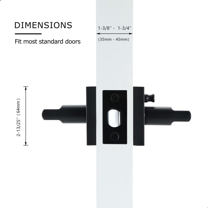 Linkaa Matte Black Interior Door Handle with Push Lock, Privacy Keyless Door Lever for Bathroom and Bedroom, Reversible Handles(Heavy Duty Zinc Alloy，Privacy，Push Button Lock Privacy(Push Button Lock) 1