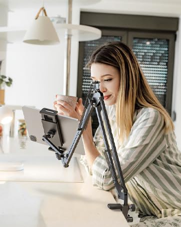 [Australia - AusPower] - Foldable Tablet Stand, Tablet Mount Adjustable for Bed,Universal Flexible Tablet Holder with 360 Degree Rotation for iPad/iPhoneX/iPad Pro/N-Switch,or Other 4.5~13.5 Inches Devices (Black) Black 