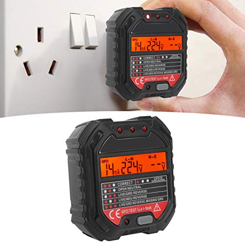 [Australia - AusPower] - HT107B 90-250V Socket Tester 3-Pin Outlet Tester Receptacle Tester Frequency Phase Voltage Leakage Voltage Test Electric Circuit Detector 
