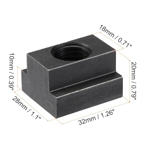 Boxonly M16 thread T-slot nuts in black oxide alloy steel, Grade 8.8, tapped through slot, 5 pieces