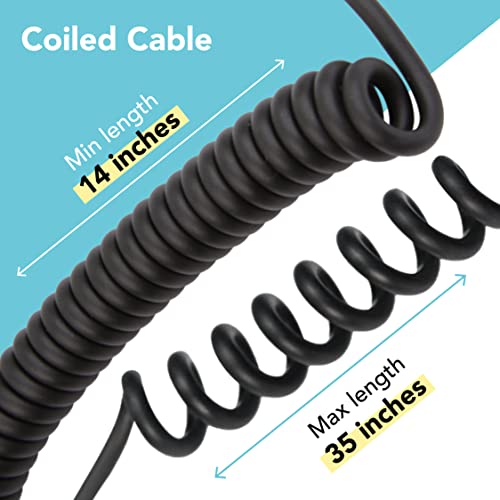 Foto&Tech 3.5 mm to Male Flash PC Sync Cable, 14 Inch Coiled Cord with Screw Lock, Compatible with Nikon Canon and Most DSLR Cameras PocketWizard Plus III Plus II Mini Phone PC1 (3 Pieces) (Pack of 2) 3 Pieces 14 Inch (Pack of 2)