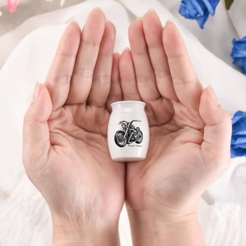 SOITIS Mini Urns Stainless Steel Decorative Cremation Keepsake for Ashes 1.57 Small Urns Memorial Ashes Urn with Black Motorcycle - Riding in Heaven A-Motorcycle