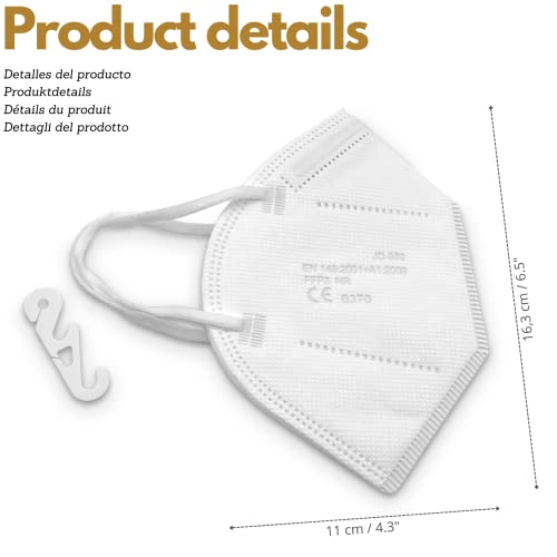 Pack of 20 7-Layer FFP3 Masks, CE Approved, High Protection, >99%, Individually Packed, Disposable - Not Reusable, Adult Size, Without Valve, White 1 piece (pack of 20)