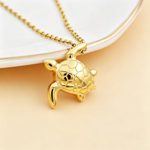 Sea Turtle Urn Necklace for Ashes Memorial Keepsake Urn Jewelry Ash Holder Cremation Urn Pendant Necklace for Women Men Gold