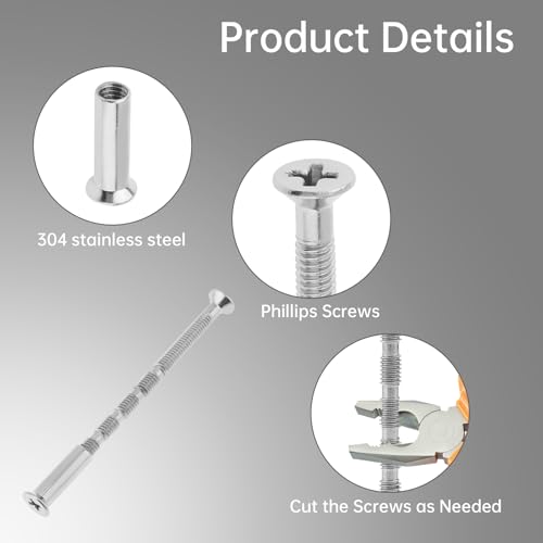 Smgda M4 x 60mm door handle screws and connecting bolts with sleeves, Phillips countersunk heads, 10-piece set
