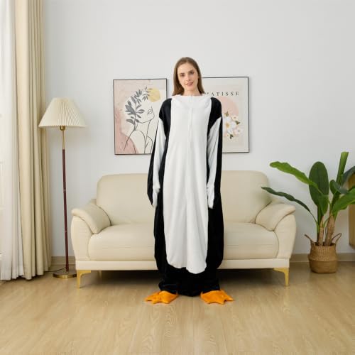 Wearable Penguin Blanket Hoodie Sleeping Bags for Adults Women Men Super Soft Warm Cozy Flannel Fleece Blanket Penguin Gifts(L,Suitable Height 4'11"-5'5") Cosplay Penguin Large