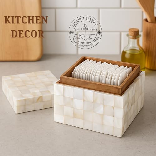 collectiblesBuy Handmade Natural Mother Of Pearl Inlay Decorative Jewelry & Storage Box Square Geometric Design