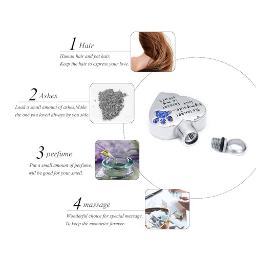 Pet Cremation Jewellery Stainess Steel Heart Urn Necklace for Ashes Keepsake Ashes Necklace Dog Cat Paw Memorial Urn Pendant for Women Men Silver-blue