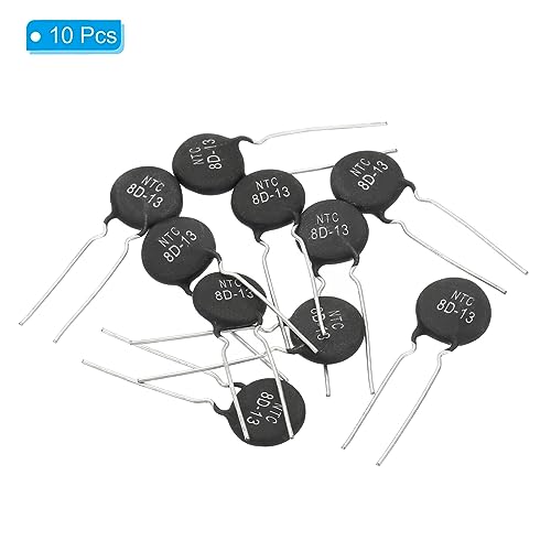 PATIKIL NTC Thermistors Resistors 10 Pieces 8 Ohm NTC8D-13 Highly Sensitive Current Limiter Temperature Sensor for Measuring Temperature Black | Highly sensitive current limiter temperature sensor, for measuring temperature
