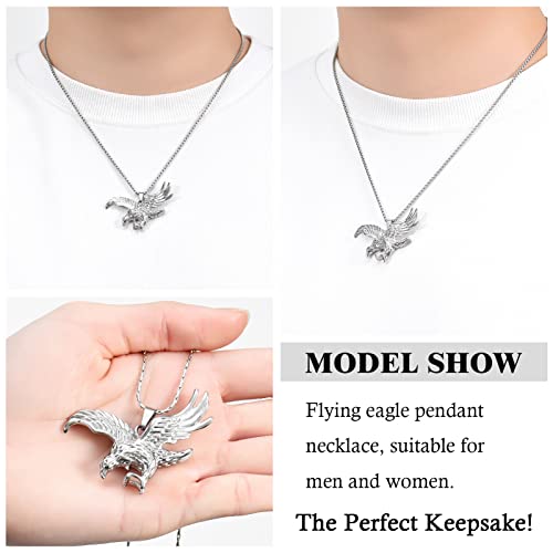 constantlife Cremation Jewelry for Ashes Stainless Steel Eagle Memorial Urn Necklace Keepsake Pendant for Human Pets Silver