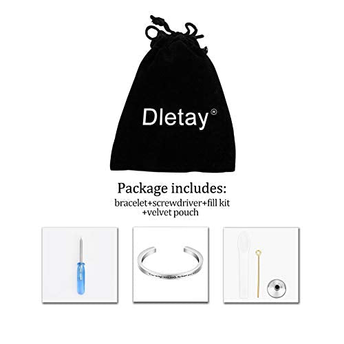 Dletay Urn Bracelet Cremation Bracelet for Ashes Memorial Ashes Bracelet Openable Cuff Bangle Bracelet Your wings-Silver