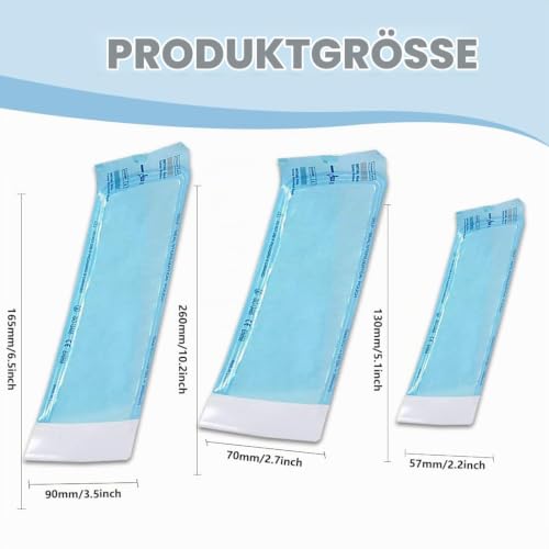 Pack of 150 Sterilisation Bags, Self-Sealing Sterilisation Bags for Dental Tools, Tattoos or Manicures, Sterilisation Bags, Teri Bags for Autoclave, Autoclave Bags