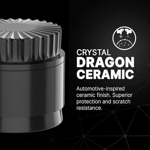 Premium Ceramic Grinder CERAMIC DRAGON 3.0 | Dragon Crystal Ceramic Coating | 5 Pieces with N52 Magnets | 62 mm Ø | Grinder for Herbs and Spices (Black) Black/White