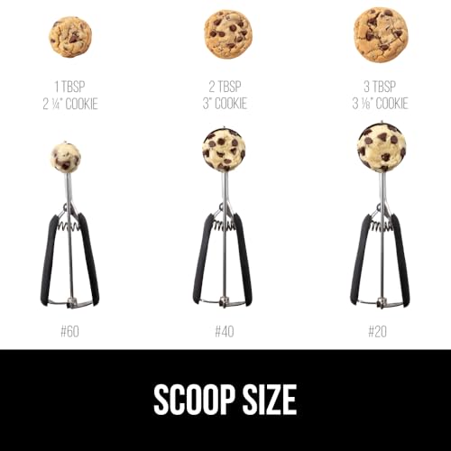 GORILLA GRIP 304 Stainless Steel Cookie Scoop, 3 Pack 1, 2, 3 TBSP, Black 1 + 2 + 3 TBSP (3 Pack)