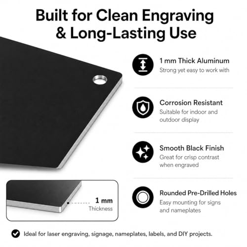 INVINEEX 10-pack 5052 black aluminum sheets, 5 x 7 inches and 1mm thick