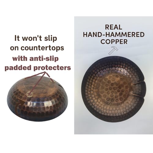 Pure Copper Spoon Rest Dish Bowl Counter Hammered Kitchen Utensil Holder Stove Top Cooking Accessories Countertop Handmade Solid Farmhouse Rustic Handcrafted Antique Small Set of 2