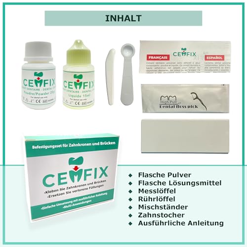 For refixing dental crowns and bridges. The ideal solution for crowns, bridges, dental caries and lost fillings.